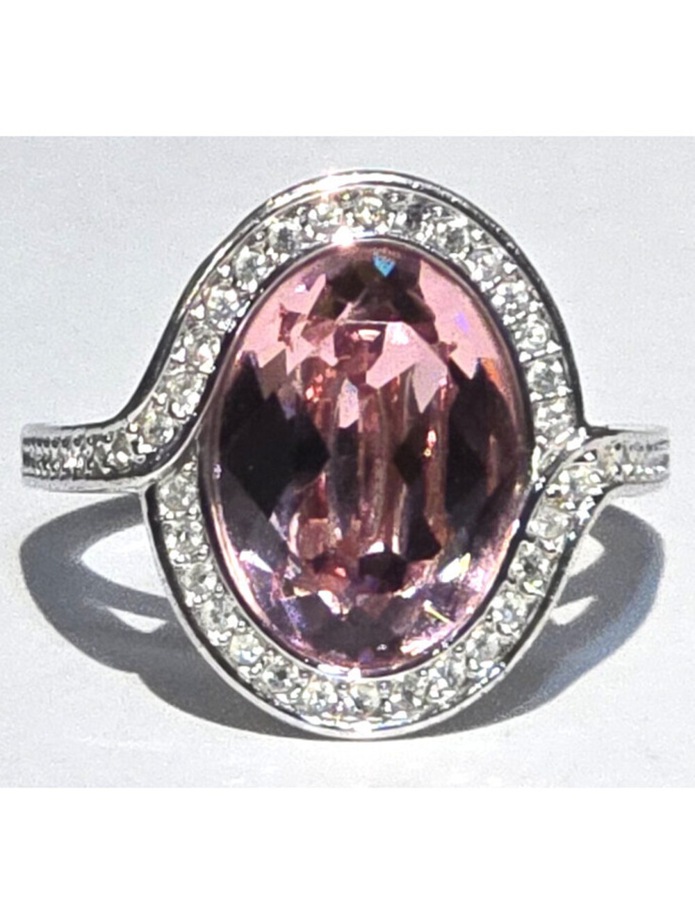 Swarovski Tyra Ring Silver Tone Pink Crystal READ 58 8.5